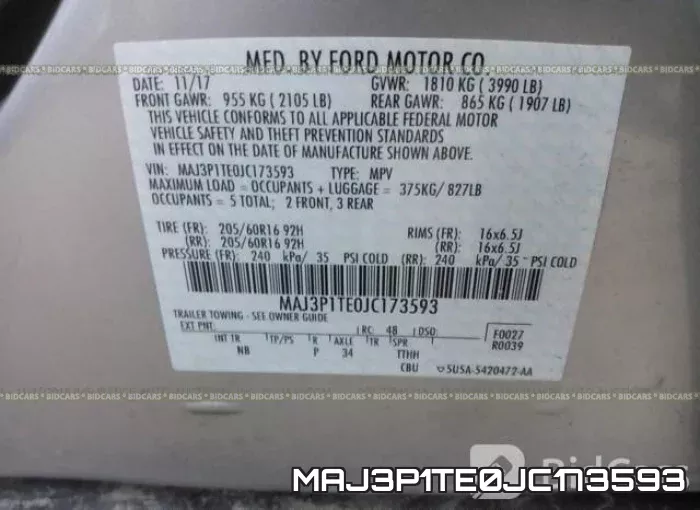 MAJ3P1TE0JC173593 фото 10