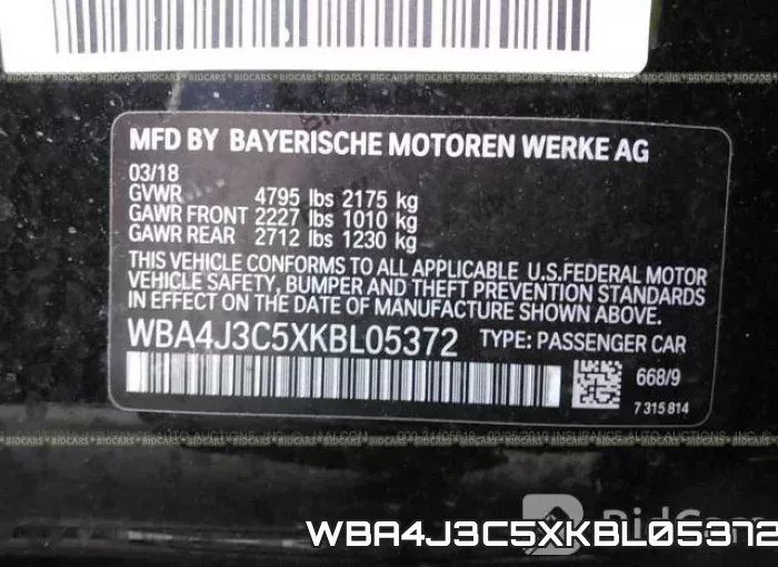 WBA4J3C5XKBL05372 фото 10