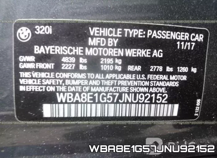 WBA8E1G57JNU92152 фото 10