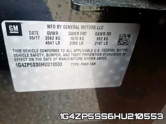 1G4ZP5SS6HU210553 фото 2