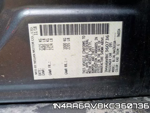 1N4AA6AV8KC360736 фото 2