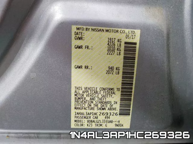 1N4AL3AP1HC269326 фото 2