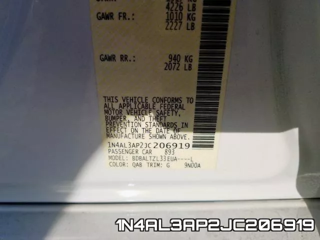 1N4AL3AP2JC206919 фото 2