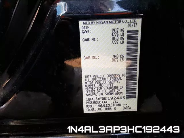 1N4AL3AP3HC192443 фото 2
