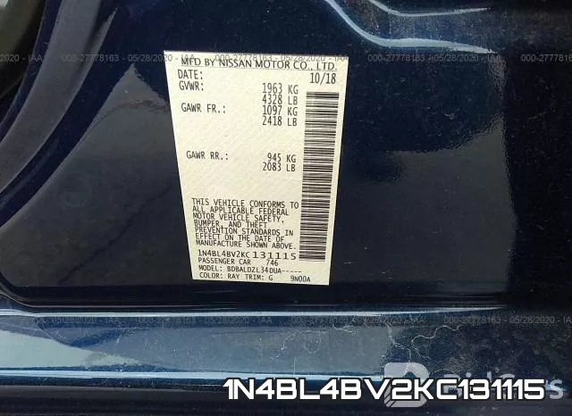 1N4BL4BV2KC131115 фото 10