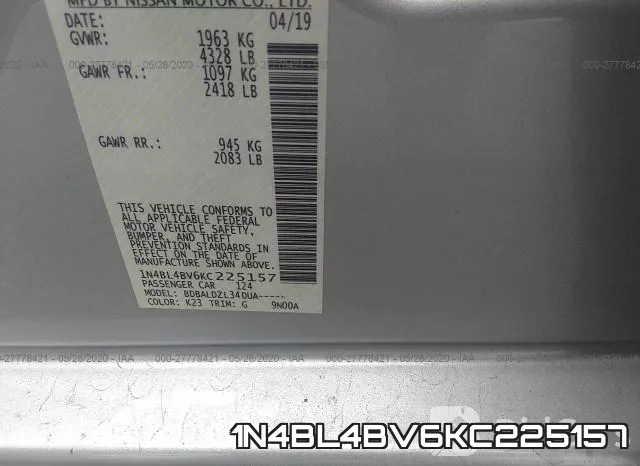 1N4BL4BV6KC225157 фото 10