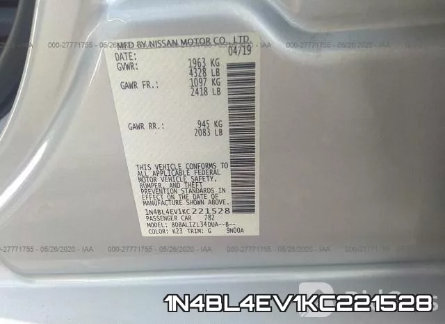 1N4BL4EV1KC221528 фото 10