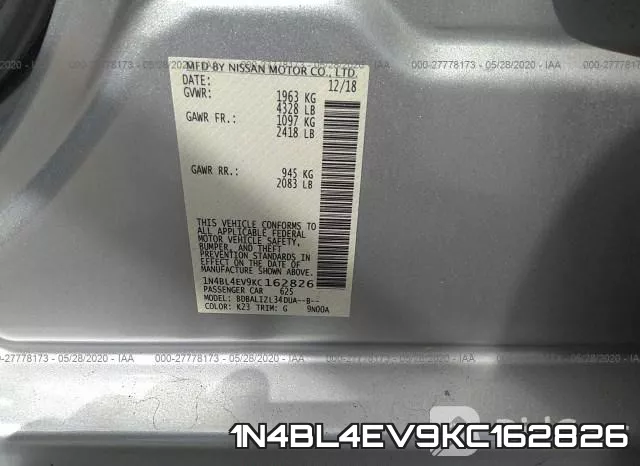 1N4BL4EV9KC162826 фото 10