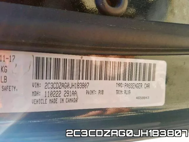 2C3CDZAG0JH183807 фото 2