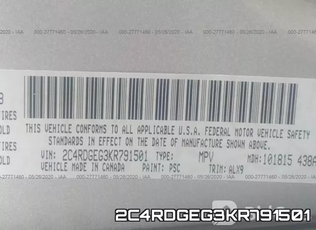 2C4RDGEG3KR791501 фото 10