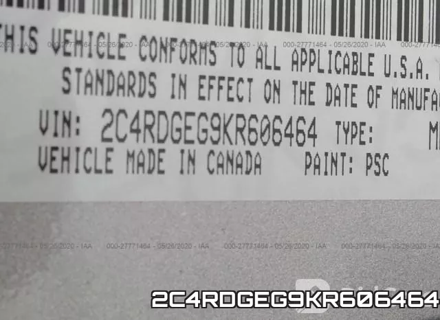 2C4RDGEG9KR606464 фото 10