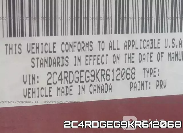2C4RDGEG9KR612068 фото 10
