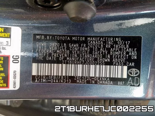 2T1BURHE7JC002255 фото 2