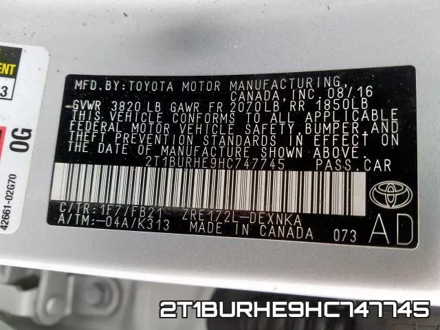 2T1BURHE9HC747745 фото 2