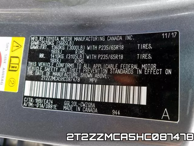 2T2ZZMCA5HC087478 фото 2