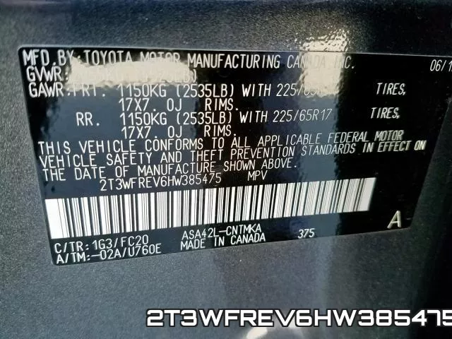 2T3WFREV6HW385475 фото 2