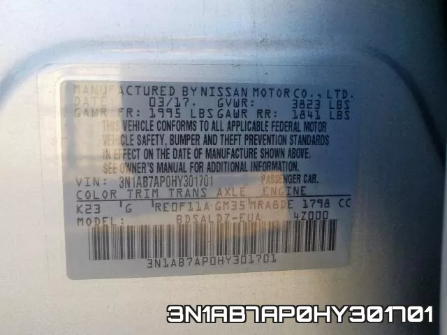3N1AB7AP0HY301701 фото 2