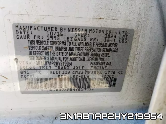 3N1AB7AP2HY219954 фото 2