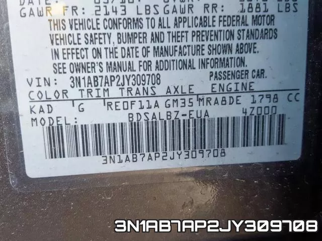 3N1AB7AP2JY309708 фото 2