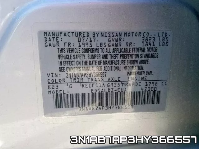 3N1AB7AP3HY366557 фото 2