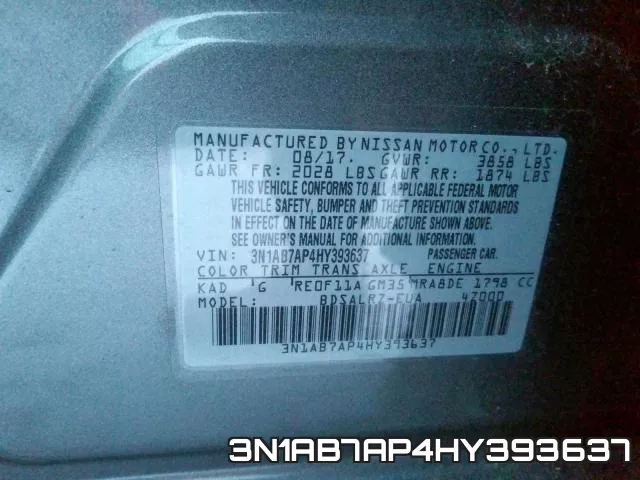 3N1AB7AP4HY393637 фото 2