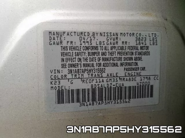 3N1AB7AP5HY315562 фото 2