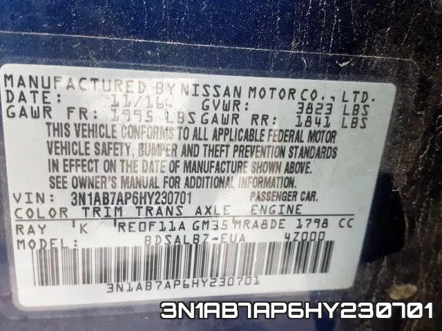 3N1AB7AP6HY230701 фото 2
