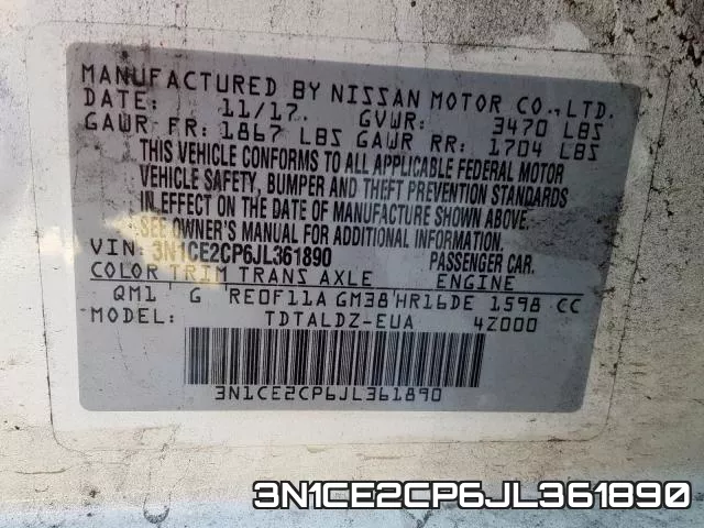3N1CE2CP6JL361890 фото 2
