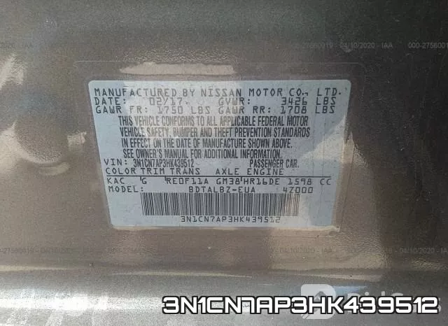 3N1CN7AP3HK439512 фото 10