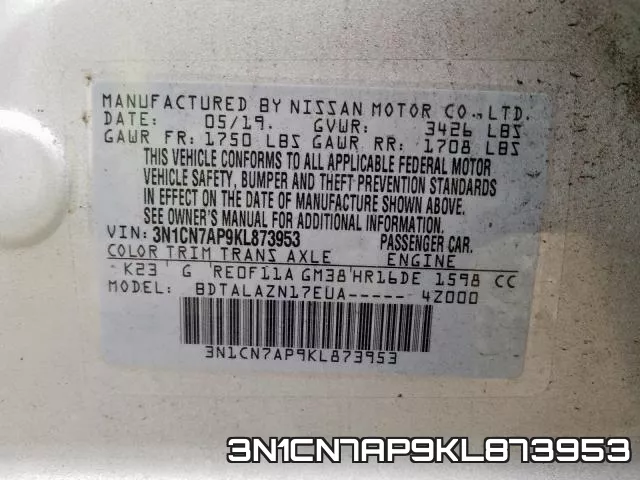 3N1CN7AP9KL873953 фото 2