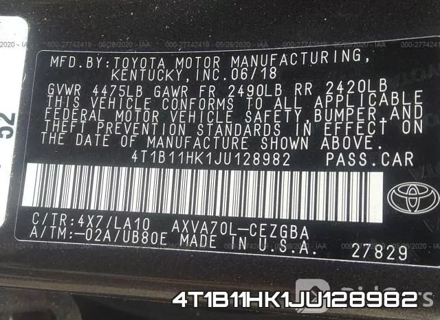 4T1B11HK1JU128982 фото 10