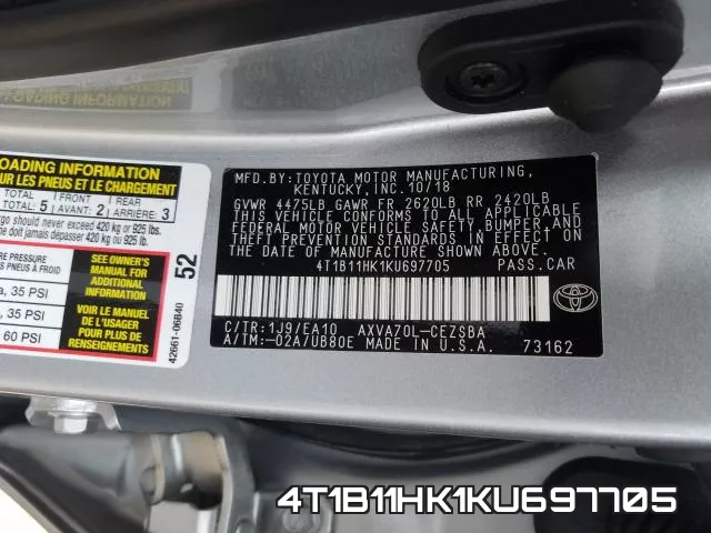 4T1B11HK1KU697705 фото 2