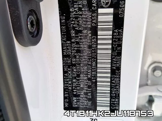 4T1B11HK2JU118753 фото 2