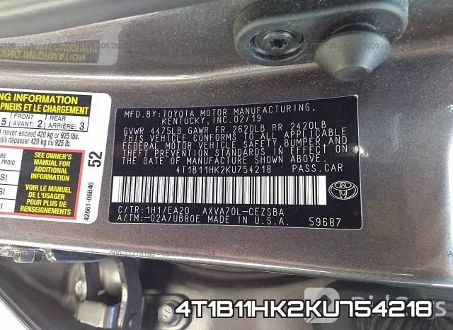 4T1B11HK2KU754218 фото 10