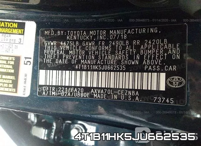 4T1B11HK5JU662535 фото 10