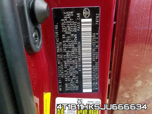 4T1B11HK5JU666634 фото 2