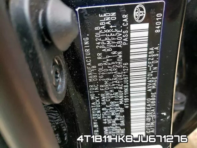 4T1B11HK8JU671276 фото 2