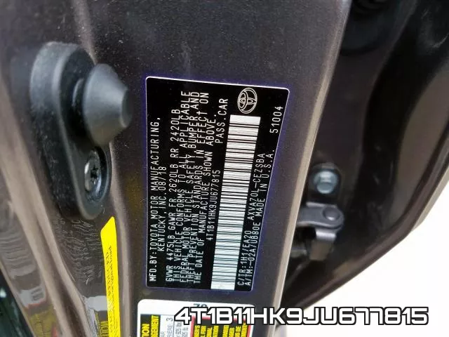 4T1B11HK9JU677815 фото 2