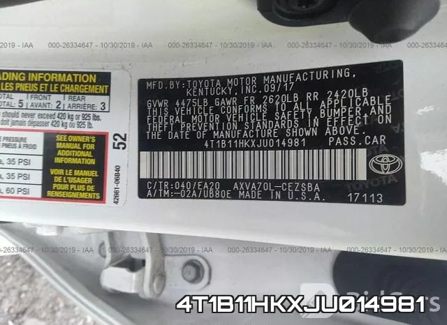 4T1B11HKXJU014981 фото 10