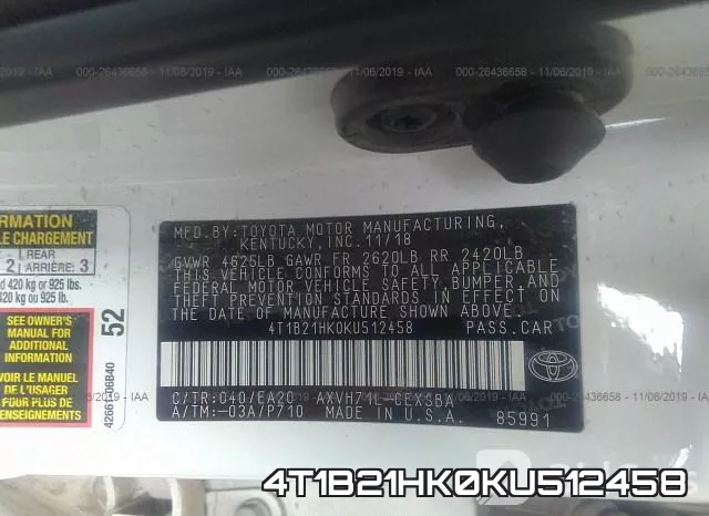 4T1B21HK0KU512458 фото 10