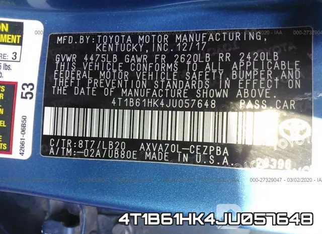 4T1B61HK4JU057648 фото 10