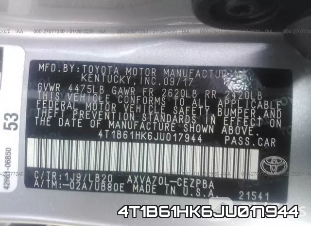 4T1B61HK6JU017944 фото 10
