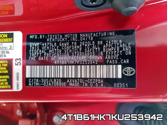 4T1B61HK7KU253942 фото 2