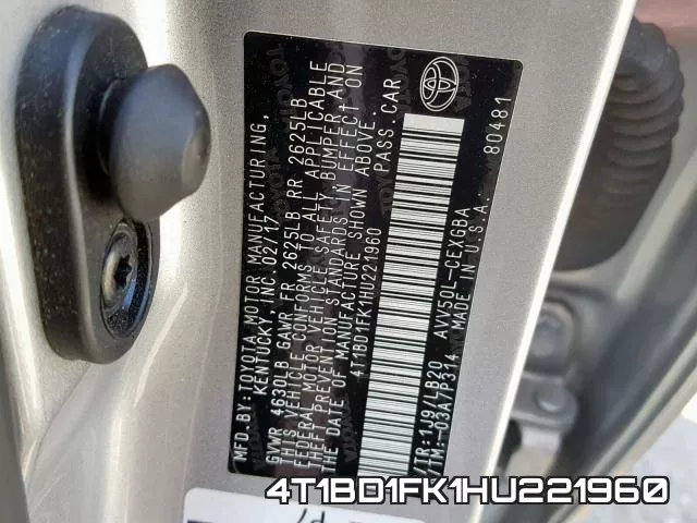 4T1BD1FK1HU221960 фото 2