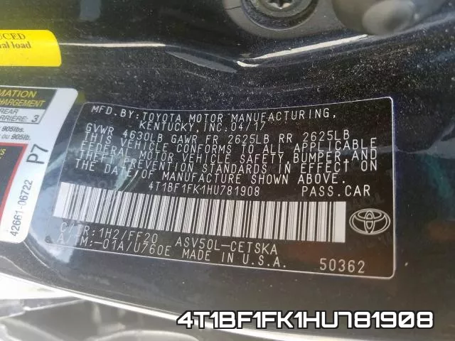 4T1BF1FK1HU781908 фото 2
