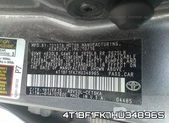 4T1BF1FK7HU348965 фото 10