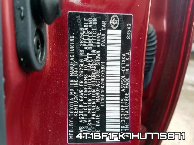 4T1BF1FK7HU775871 фото 2