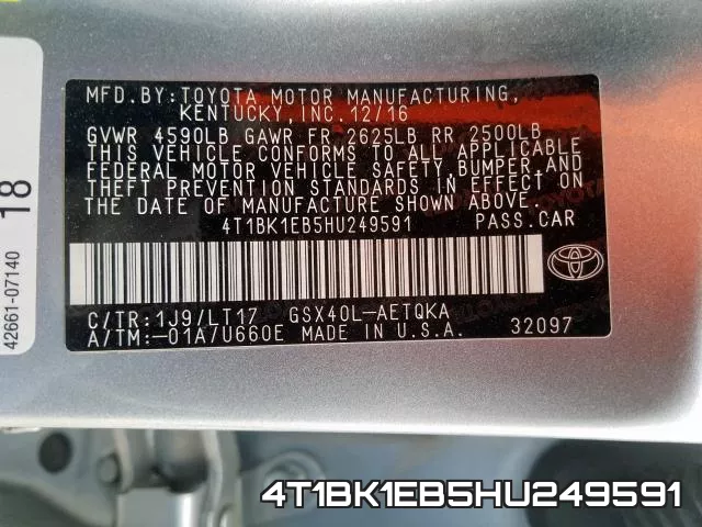 4T1BK1EB5HU249591 фото 2
