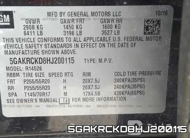 5GAKRCKD8HJ200115 фото 10