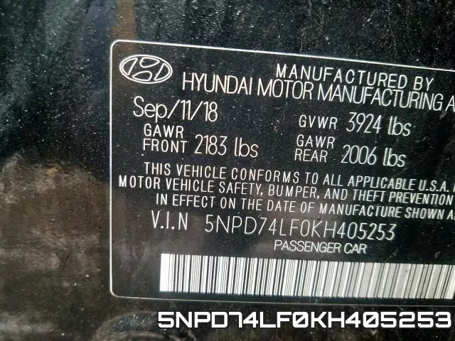 5NPD74LF0KH405253 фото 2